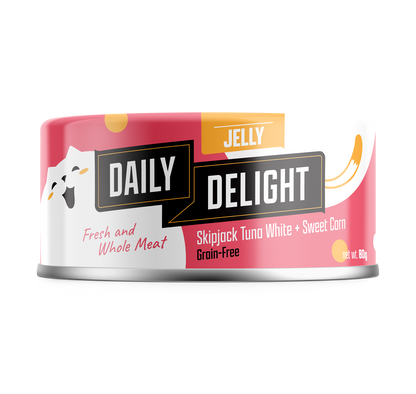 Daily Delight Skipjack Tuna White with Sweet Corn in Jelly Canned Cat Food 80g x 24cans