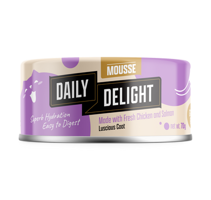 Daily Delight Mousse with Chicken & Salmon Grain-Free Canned Cat Food 70g x 24cans