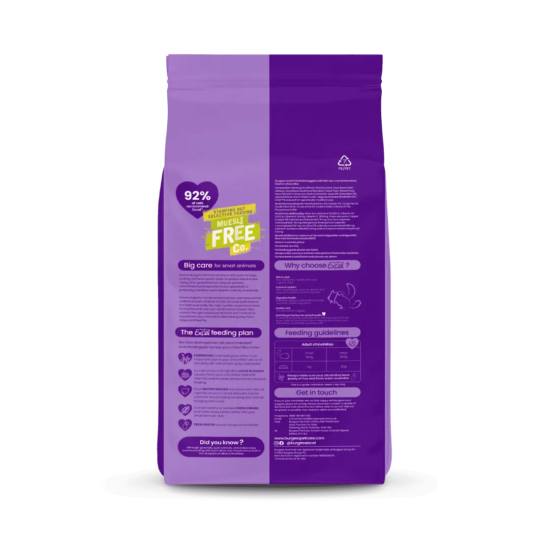 [Buy 2nd Bag @ 30% off] Burgess Excel Chinchilla Nuggets – 1.5kg