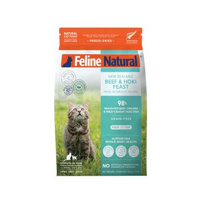 Feline Natural Freeze-Dried Beef & Hoki Feast for Cats – 100g / 320g / 800g
