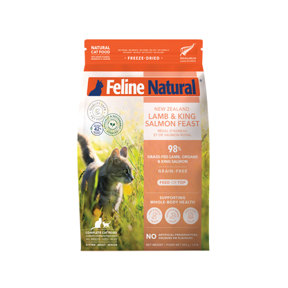 Feline Natural Freeze-Dried Lamb & King Salmon Feast for Cats – 100g / 320g / 800g