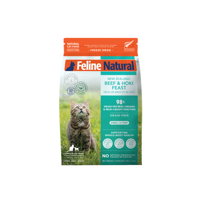 Feline Natural Freeze-Dried Beef & Hoki Feast for Cats – 100g / 320g / 800g