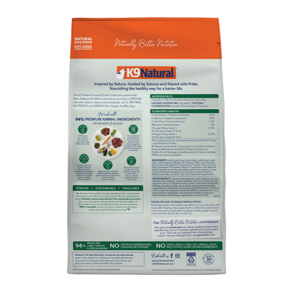 K9 Natural Freeze-Dried Lamb Feast for Dogs – 142g / 500g / 1.8kg / 3.6kg