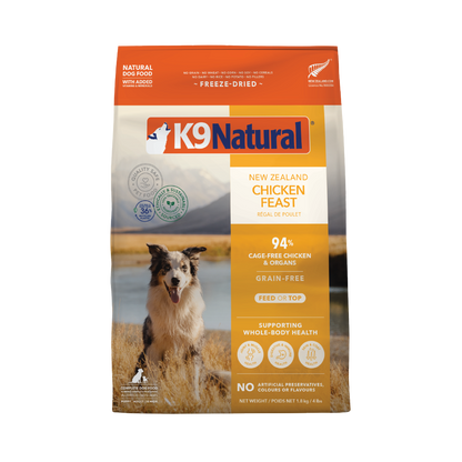 K9 Natural Freeze-Dried Chicken Feast for Dogs – 100g / 500g / 1.8kg / 3.6kg