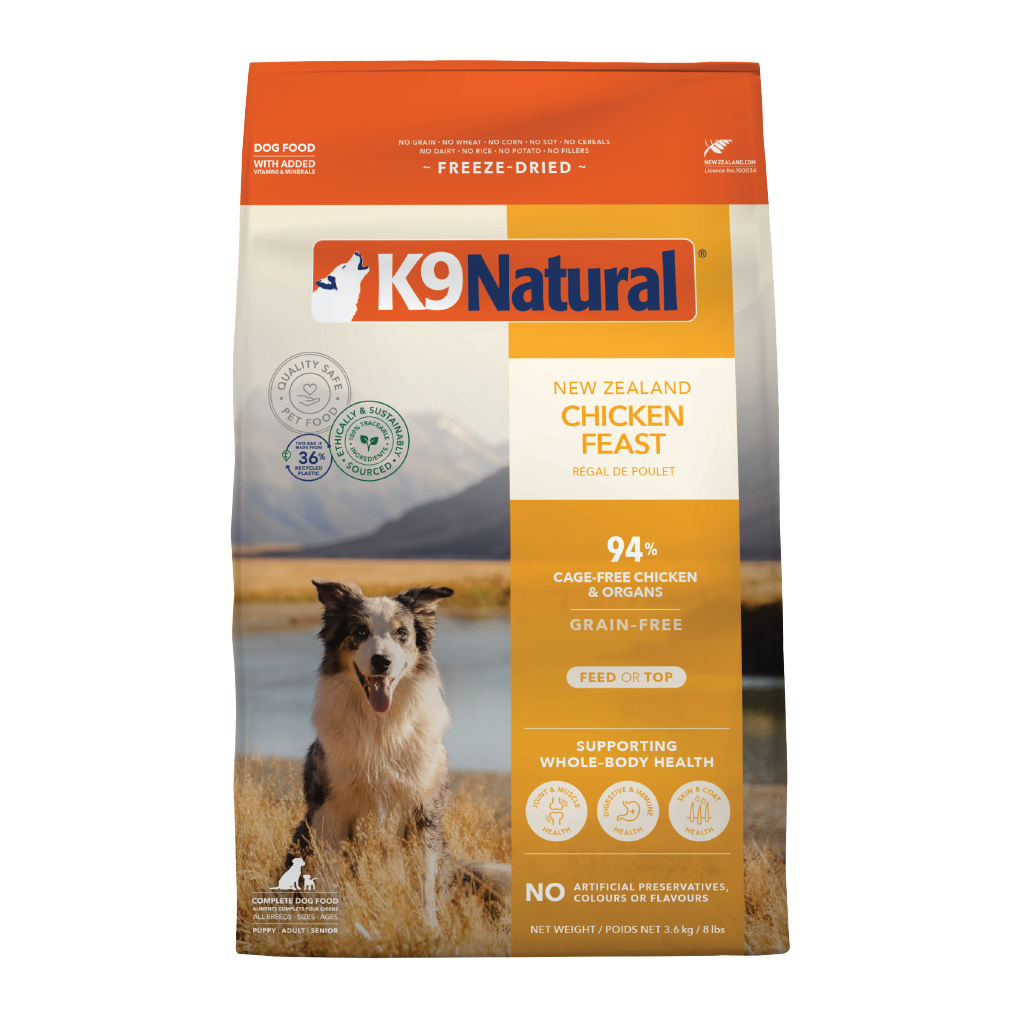 K9 Natural Freeze-Dried Chicken Feast for Dogs – 100g / 500g / 1.8kg / 3.6kg