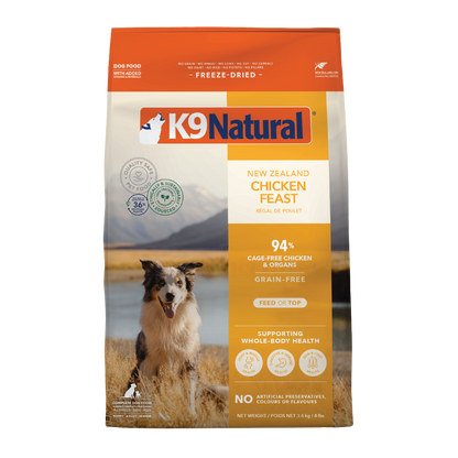 K9 Natural Freeze-Dried Chicken Feast for Dogs – 100g / 500g / 1.8kg / 3.6kg