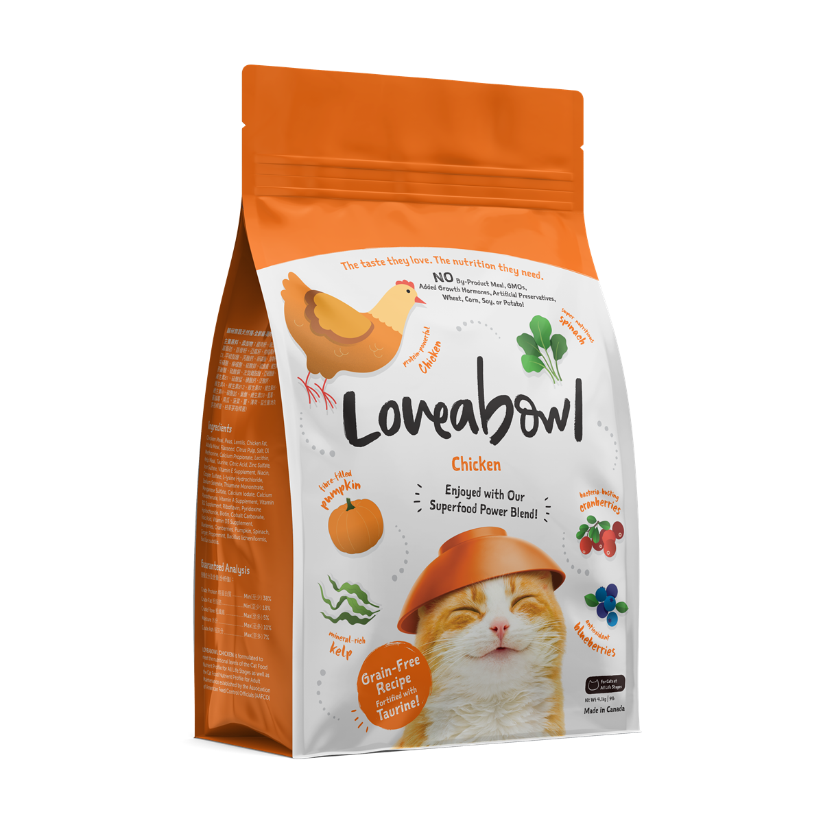 Loveabowl Chicken Grain-Free Dry Cat Food 150g/1kg/4.1kg/9.07kg