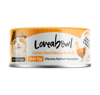Loveabowl Chicken Snowflakes In Broth With Quail Egg Canned Cat Food 70g - 24cans