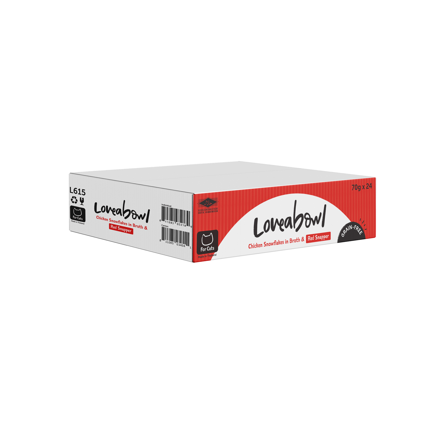 Loveabowl Chicken Snowflakes In Broth With Red Snapper Canned Cat Food 70g - 24cans