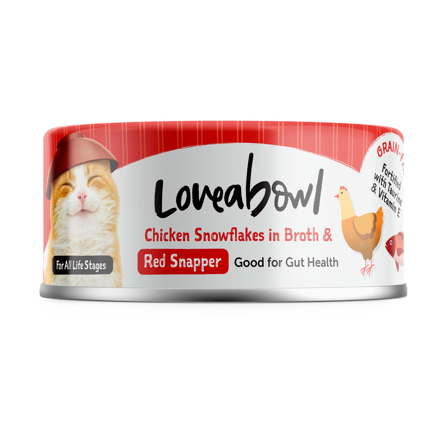 Loveabowl Chicken Snowflakes In Broth With Red Snapper Canned Cat Food 70g - 24cans