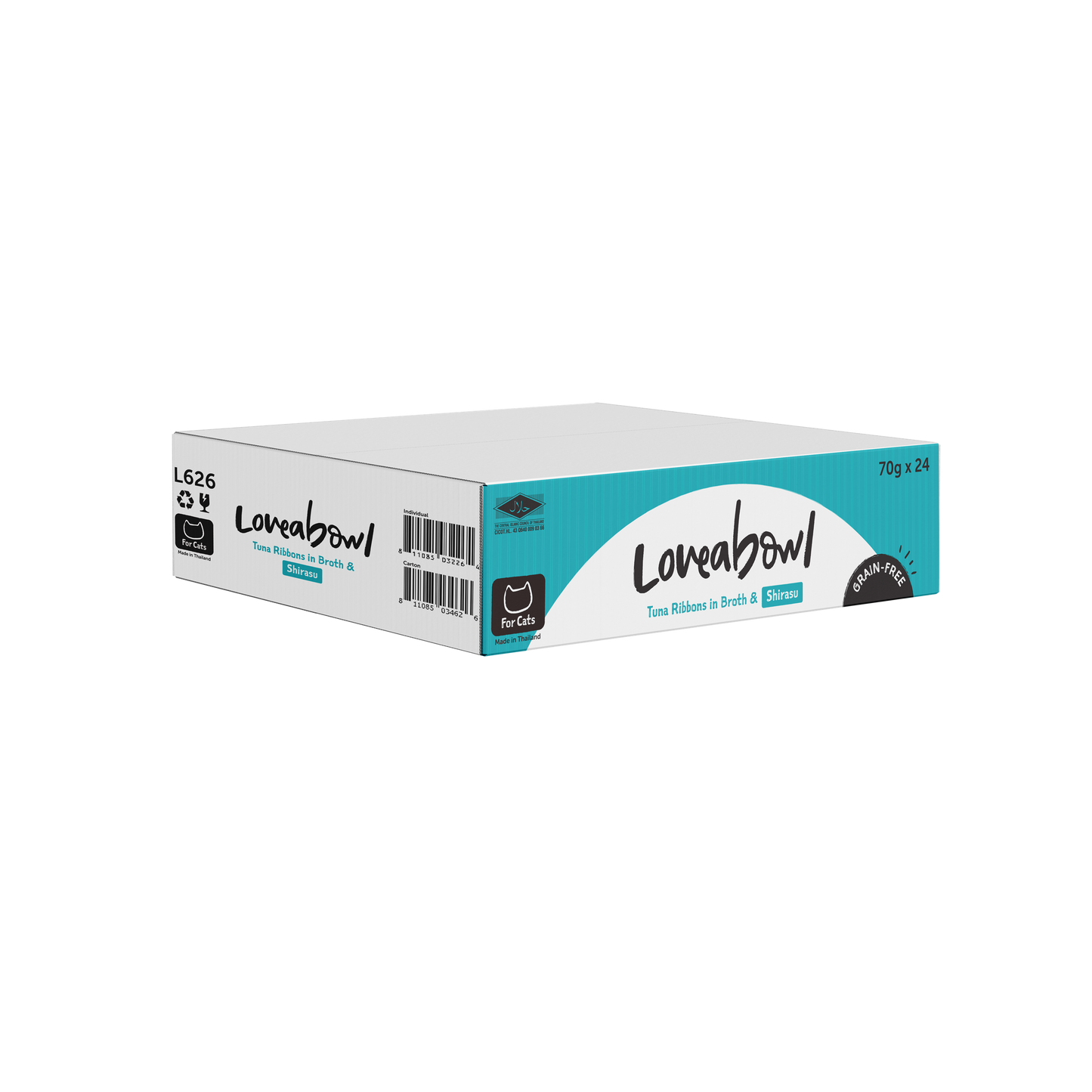 Loveabowl Tuna Ribbons In Broth With Shirasu Canned Cat Food 70g - 24cans