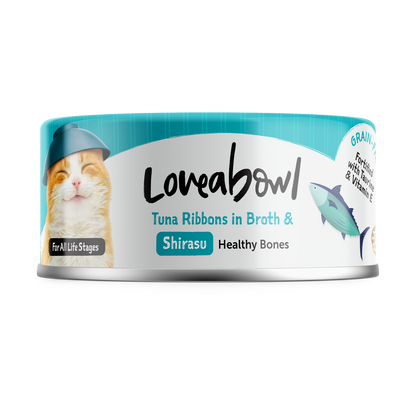 Loveabowl Tuna Ribbons In Broth With Shirasu Canned Cat Food 70g - 24cans