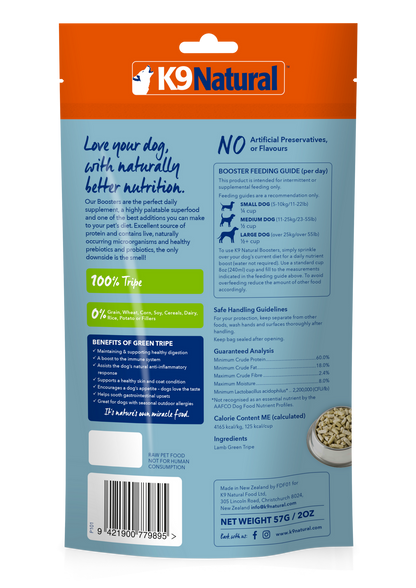 K9 Natural Freeze-Dried Lamb Green Tripe Booster for Dogs – 57g / 200g / 700g