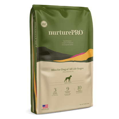NurturePRO Bliss Pork with Fish Oil – Dry Dog Food for All Life Stages (1.8kg / 5.7kg / 11.8kg)