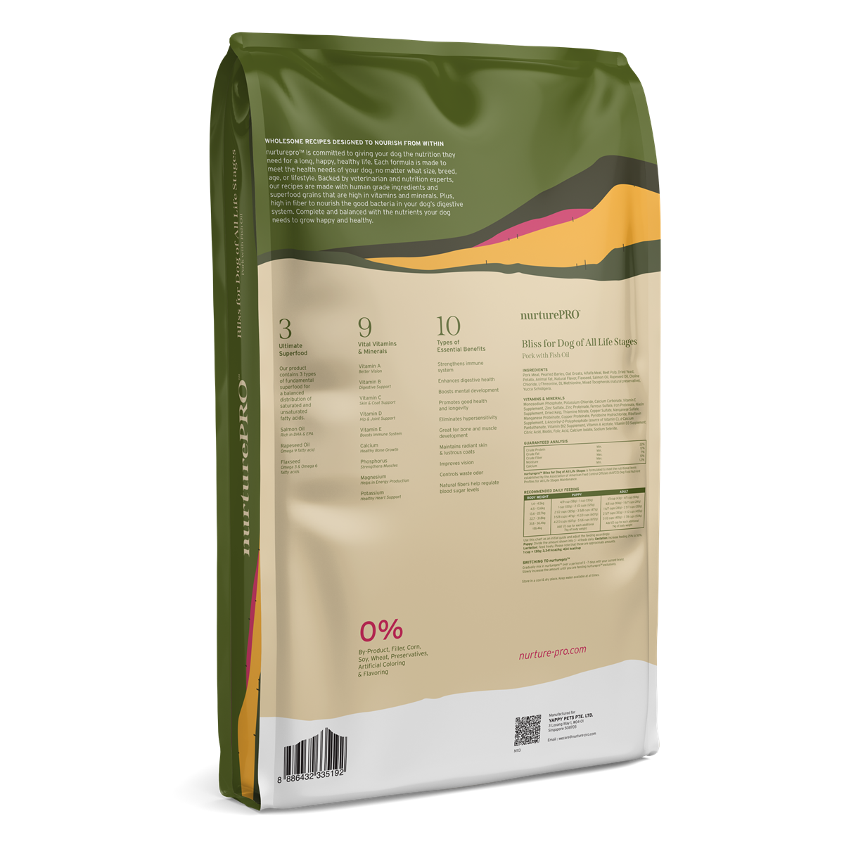 NurturePRO Bliss Pork with Fish Oil – Dry Dog Food for All Life Stages (1.8kg / 5.7kg / 11.8kg)