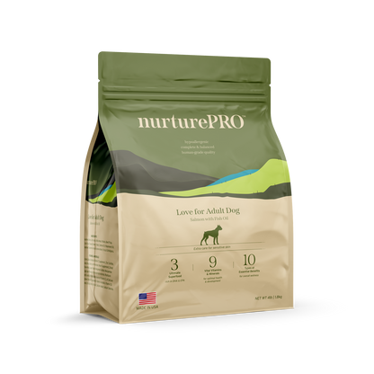 NurturePRO Love Salmon with Fish Oil – Dry Dog Food for Adult Dogs (1.8kg / 5.7kg / 11.8kg)