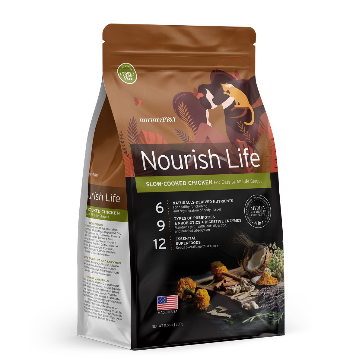 Nurture Pro Nourish Life Slow-Cooked Chicken Dry Cat Food – Indoor Kitten & Adult (300g / 1.8kg / 5.7kg)