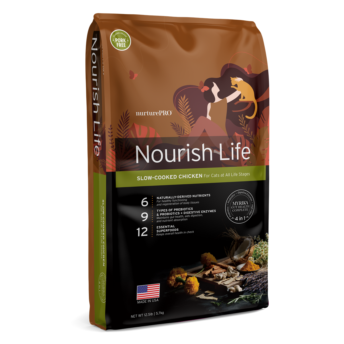 Nurture Pro Nourish Life Slow-Cooked Chicken Dry Cat Food – Indoor Kitten & Adult (300g / 1.8kg / 5.7kg)