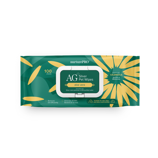 Nurture Pro AG+ Silver Pet Wipes Aloe Vera (100 Sheets) - 6pack