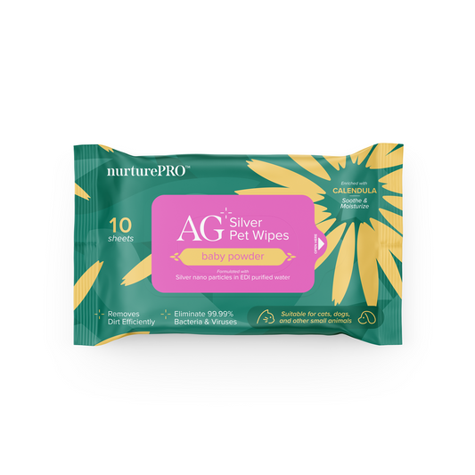 Nurture Pro AG+ Silver Pet Wipes Baby Powder (10 Sheets) - 20pack