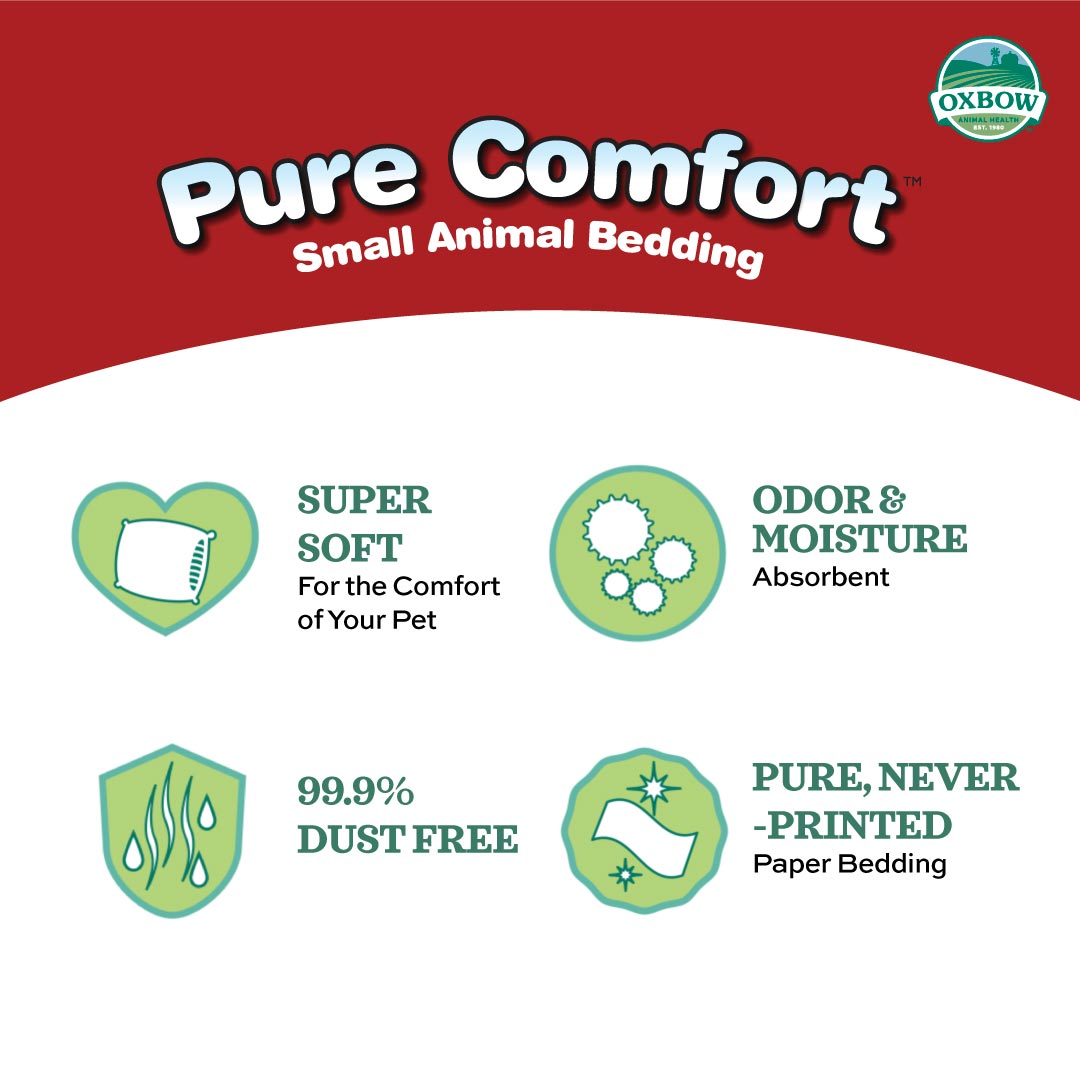 Oxbow Pure Comfort White Bedding for Small Pets – Ultra Soft, Bright & Clean