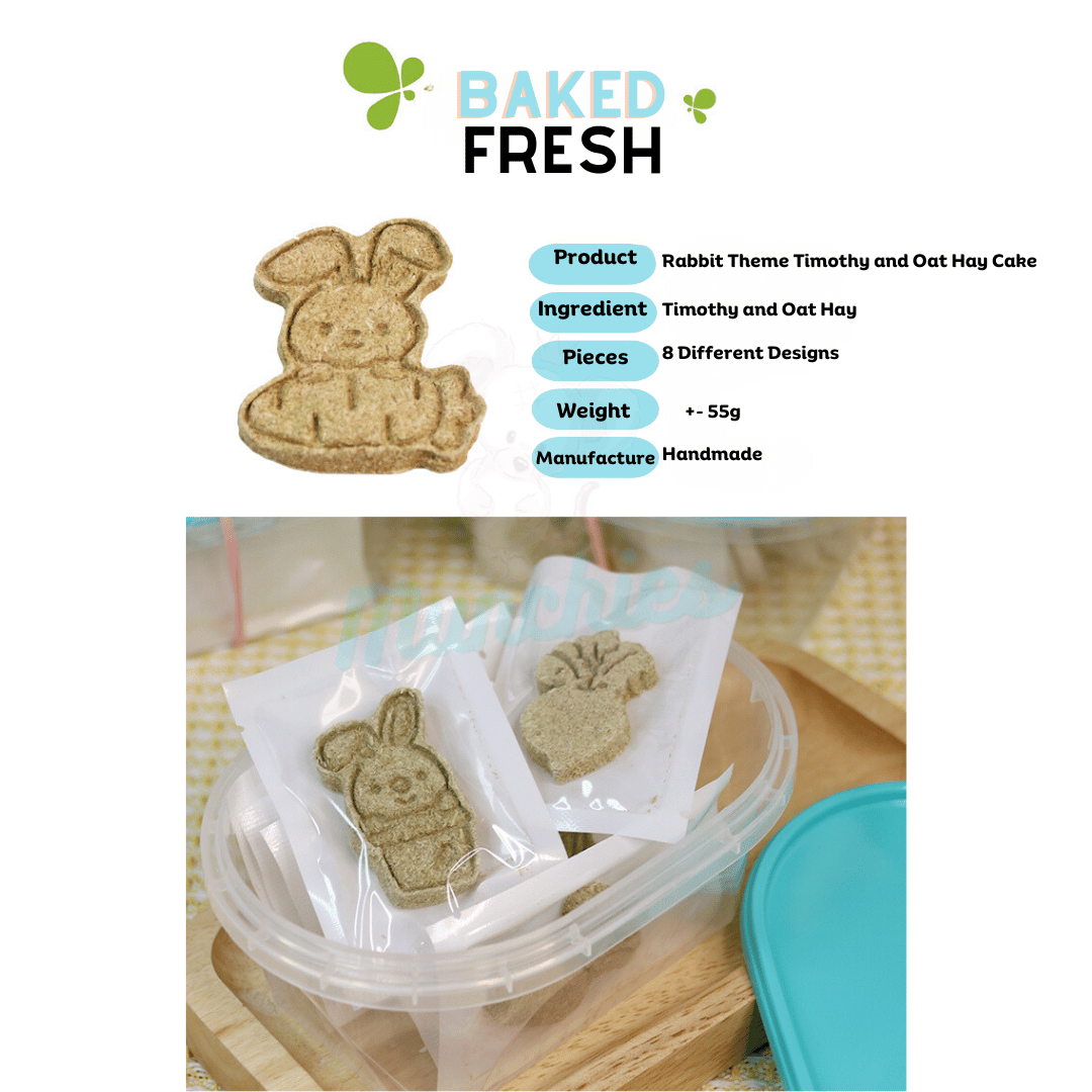 Munchies Rabbit-Themed Timothy Hay Cakes (8pcs) – Handmade Natural Treats for Rabbits, Guinea Pigs, Chinchillas & Hamsters 🐰🐹🌿