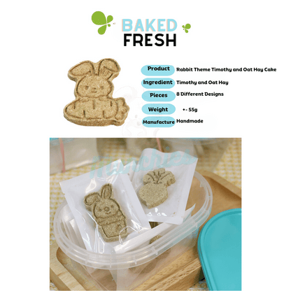 Munchies Rabbit-Themed Timothy Hay Cakes (8pcs) – Handmade Natural Treats for Rabbits, Guinea Pigs, Chinchillas & Hamsters 🐰🐹🌿