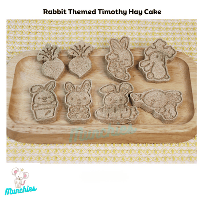 Munchies Rabbit-Themed Timothy Hay Cakes (8pcs) – Handmade Natural Treats for Rabbits, Guinea Pigs, Chinchillas & Hamsters 🐰🐹🌿