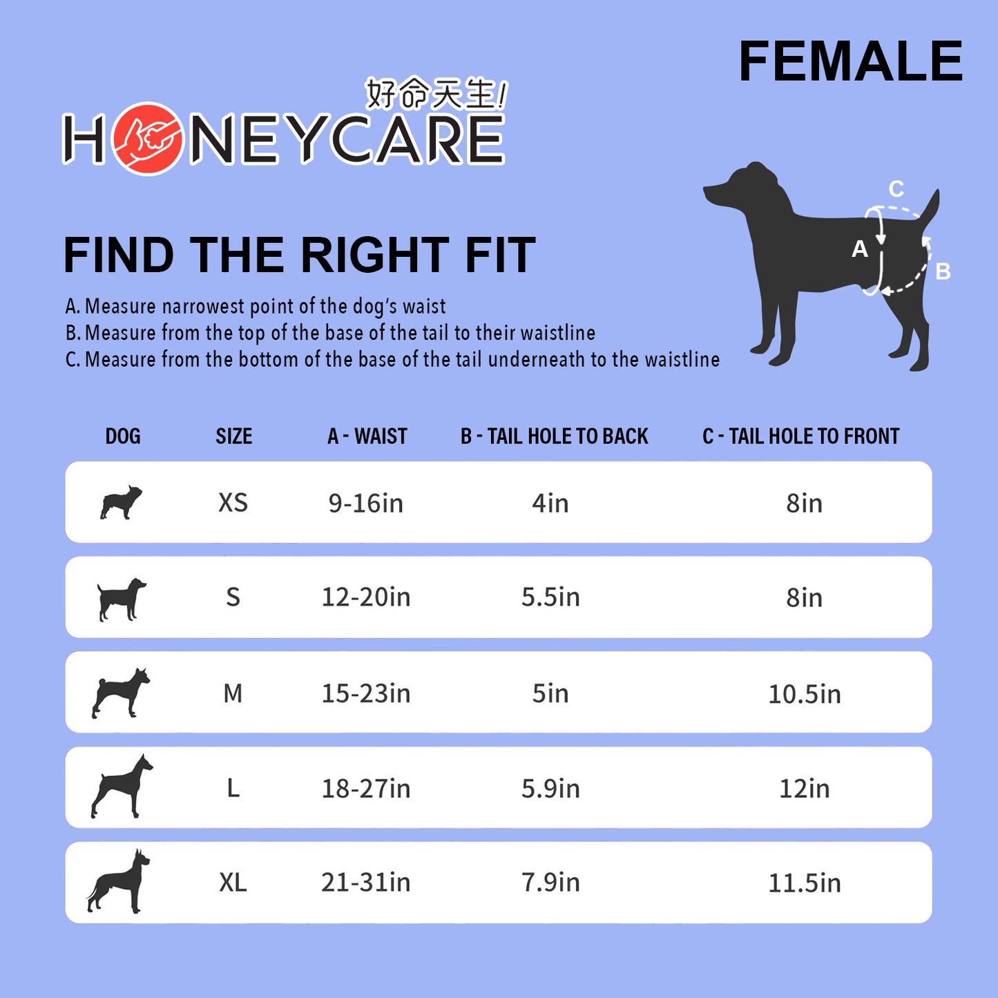 Honey Care Female Dog Diapers – Breathable, Odour-Neutralising 10pcs - 2pack