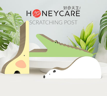 HoneyCare Cat Scratching Post – Eco-Friendly & Durable - Elephant/Crocodile/Polar Bear